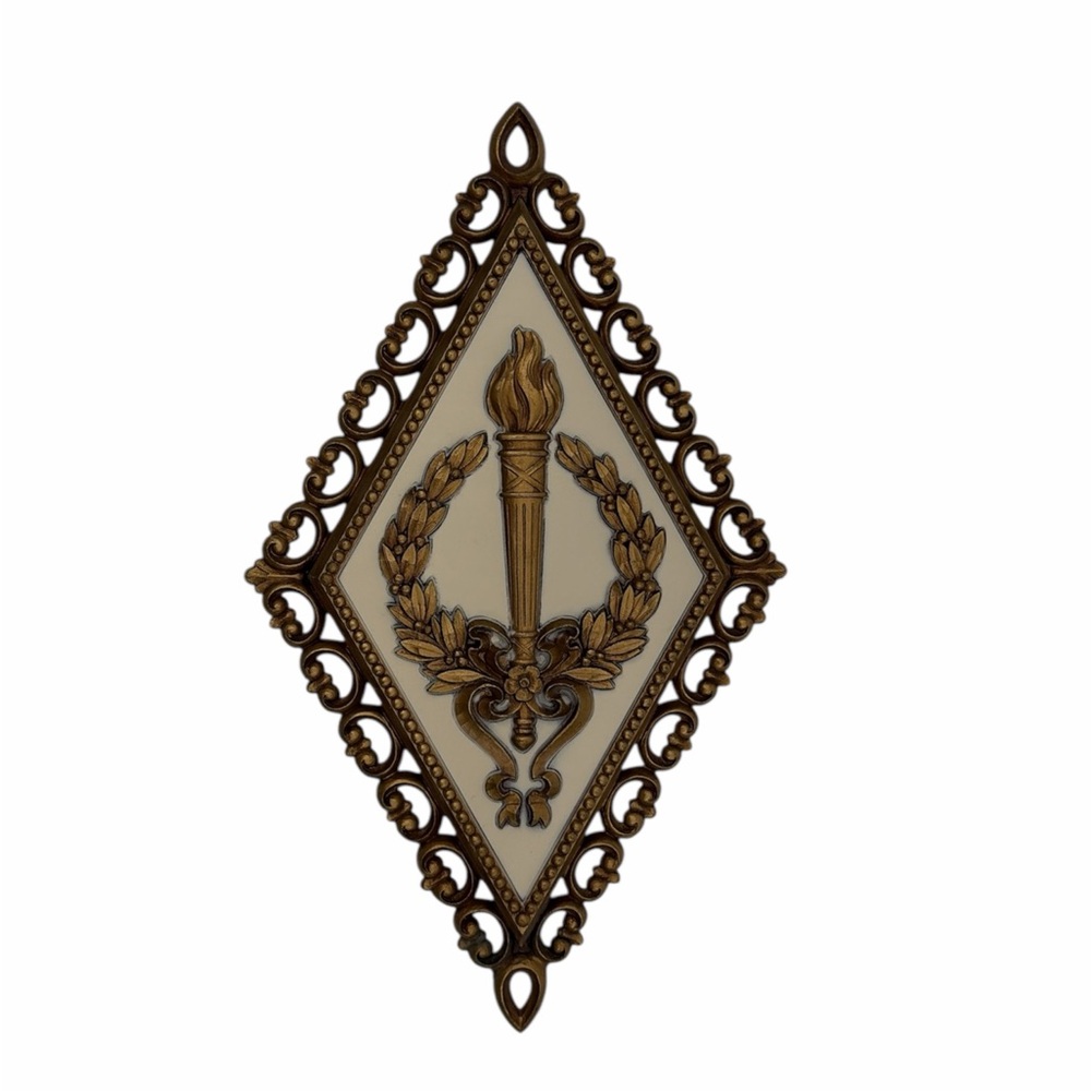 Vintage 1970's Homco #7227 Goldtone Diamond Wall Plaques Plastic Resin Material